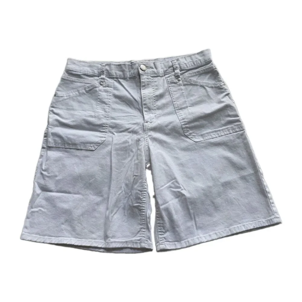 Bandolino Bermuda Shorts Womens 12 White High Rise Stretch Utility Patch Pocket